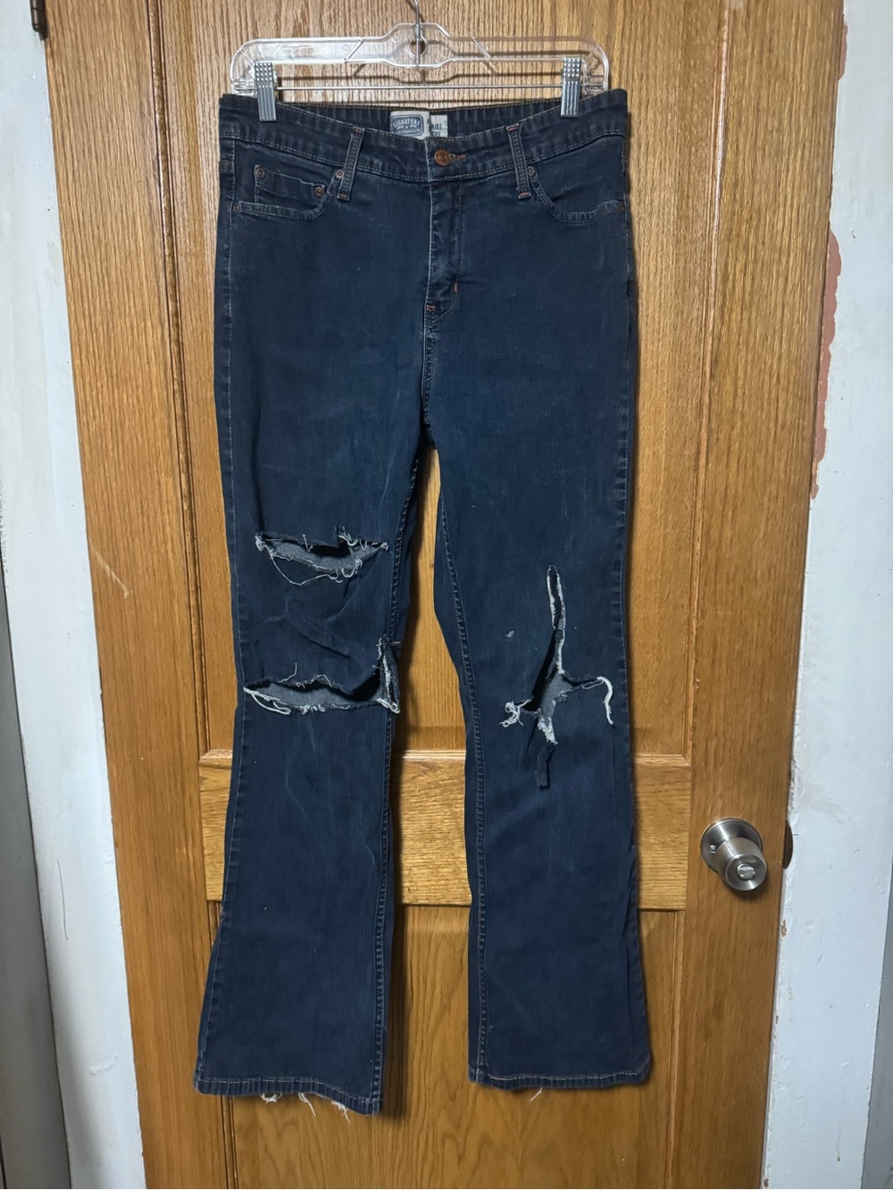 Signature by Levi Strauss Black Distressed Boot Cut Jeans